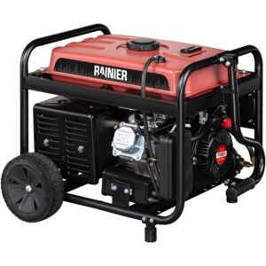 RAINIER R4400DF Dual Fuel (Gas and Propane) Portable Generator with Electric Start - 4400 Peak Watts & 3600 Rated Watts - CARB Compliant