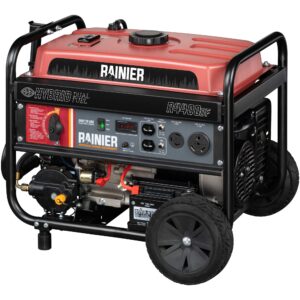 RAINIER R4400DF Dual Fuel (Gas and Propane) Portable Generator with Electric Start - 4400 Peak Watts & 3600 Rated Watts - CARB Compliant