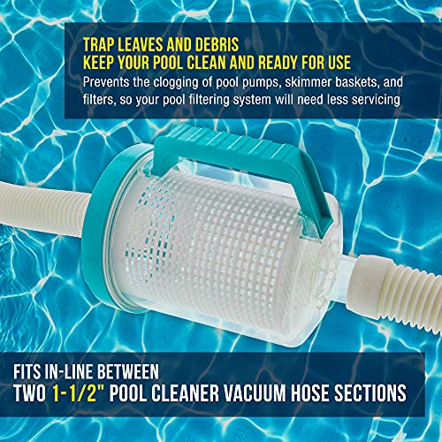 U.S. Pool Supply Professional in-line Pool Leaf Canister with Plastic Mesh Basket - Skims Leaves, Debris - Fits Suction & Automatic Pool Cleaners