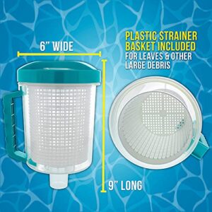 U.S. Pool Supply Professional in-line Pool Leaf Canister with Plastic Mesh Basket - Skims Leaves, Debris - Fits Suction & Automatic Pool Cleaners