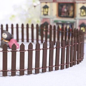 OUNONA Miniature Garden Fence Wooden Picket Fence Border Bonsai Fairy Garden Decoration Ornament (Coffee)