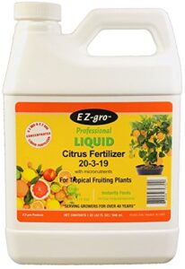 ez-gro citrus tree fertilizer - orange, lemon, lime, mango, avocado - citrus fertilizer for tropical fruit trees to grow more fruit - garden-growing miracle nutrients - 1 qt / 32 fl oz / 946 ml