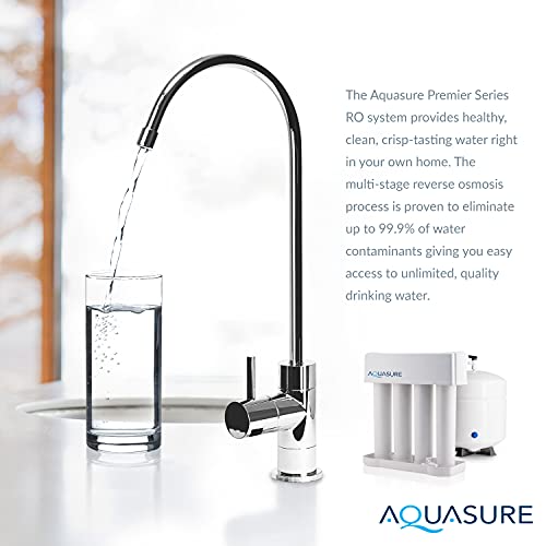 Aquasure Premier Advanced 4-Stage Reverse Osmosis Filtration System with Alkaline Remineralization Filter, Tank & Drinking Water Faucet | 75 GPD, Restores Minerals, pH+, Removes 99% of Contaminants