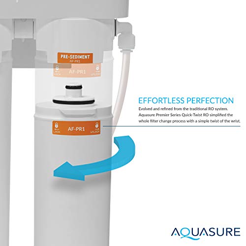 Aquasure Premier Advanced 4-Stage Reverse Osmosis Filtration System with Alkaline Remineralization Filter, Tank & Drinking Water Faucet | 75 GPD, Restores Minerals, pH+, Removes 99% of Contaminants