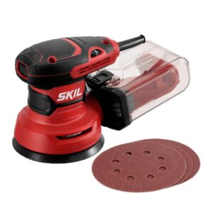 skil 5” random orbital sander with cyclonic dust box & 3pc sanding sheet - sr211601