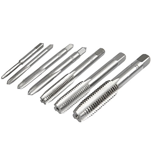 OFNMY 8PCS Tap Wrench Set, Metric Tap Set, Tap Machine Hand Screw Thread Taps Set Thread Metric Plug Tap Drill Bits Set M3 M4 M5 M6 M8 M10 M12 with Adjustable Tap Reamer Wrench Hardware Tool 1/16-1/2"