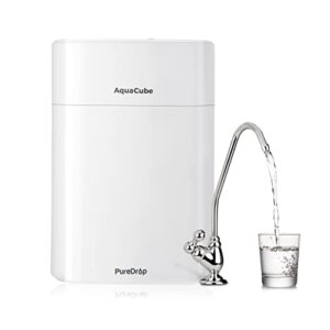 puredrop cuw4 tankless 0.01μm compact ultra-filtration under sink water filter system, 4-stage high capacity for sink, rv, and more, white