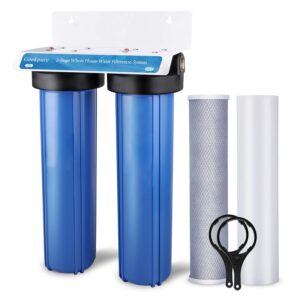 geekpure 2 stage whole house water filter system with 20-inch blue housing -1"npt