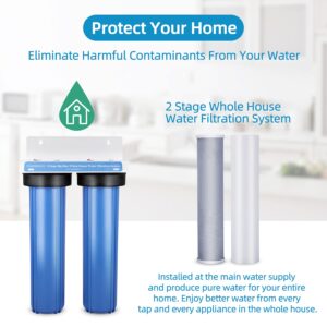 Geekpure 2 Stage Whole House Water Filter System with 20-Inch Blue Housing -1"NPT