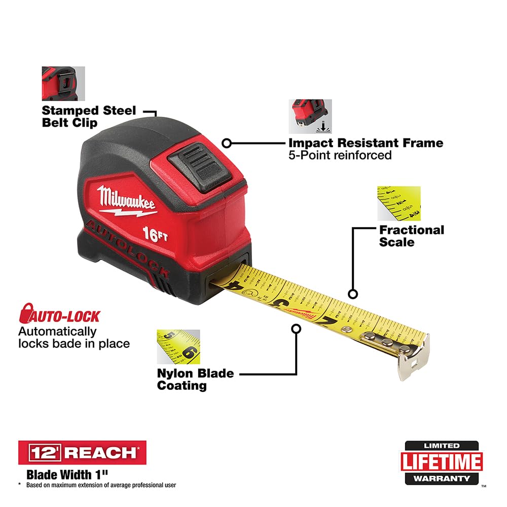 Milwaukee measure tape TAPE MEASURE AUTOLOCK 16FT