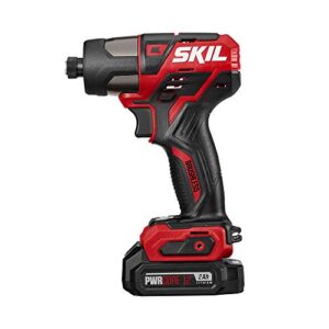 skil pwrcore 12 brushless 12v 1/4 inch hex cordless impact driver, includes 2.0ah lithium battery and standard charger - id574403