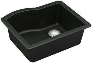 karran qu-671 undermount quartz composite 24 in. single bowl kitchen sink in black