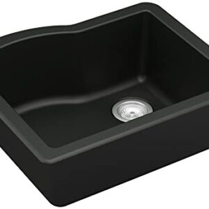 Karran QU-671 Undermount Quartz Composite 24 in. Single Bowl Kitchen Sink in Black