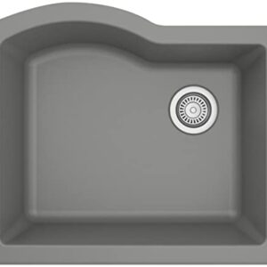 Karran QU-671 Undermount Quartz Composite 24 in. Single Bowl Kitchen Sink in Black