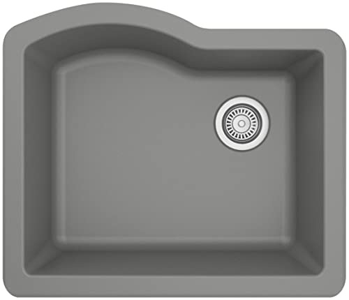 Karran QU-671 Undermount Quartz Composite 24 in. Single Bowl Kitchen Sink in Black