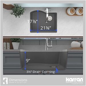 Karran QU-671 Undermount Quartz Composite 24 in. Single Bowl Kitchen Sink in Black