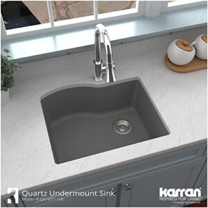 Karran QU-671 Undermount Quartz Composite 24 in. Single Bowl Kitchen Sink in Black