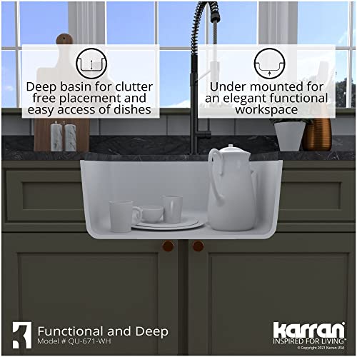 Karran QU-671 Undermount Quartz Composite 24 in. Single Bowl Kitchen Sink in Black