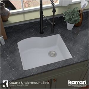 Karran QU-671 Undermount Quartz Composite 24 in. Single Bowl Kitchen Sink in Black