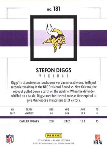 2018 Panini NFL Football #181 Stefon Diggs Minnesota Vikings Official Trading Card