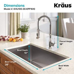 Kraus KHU100-30-1610-53CH Set with Standart PRO Stainless Steel Sink and Bolden Commercial Pull Faucet in Chrome Kitchen Sink & Faucet Combo, 30 Inch