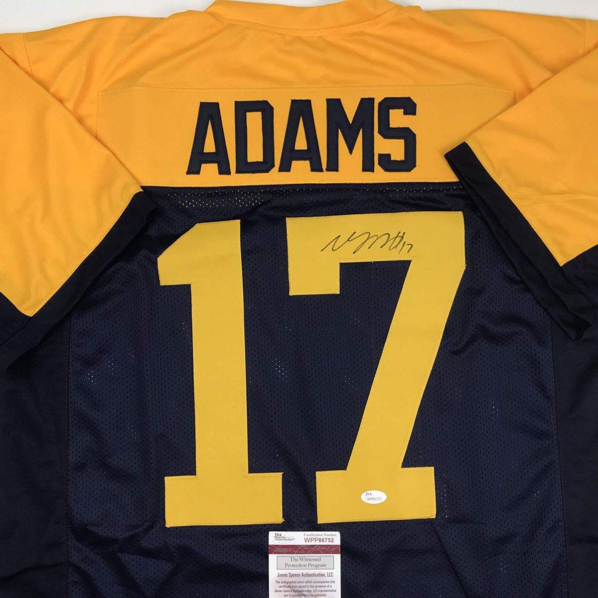 Autographed/Signed Davante Adams Green Bay Retro Blue Football Jersey JSA COA