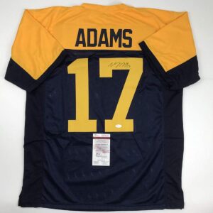 Autographed/Signed Davante Adams Green Bay Retro Blue Football Jersey JSA COA