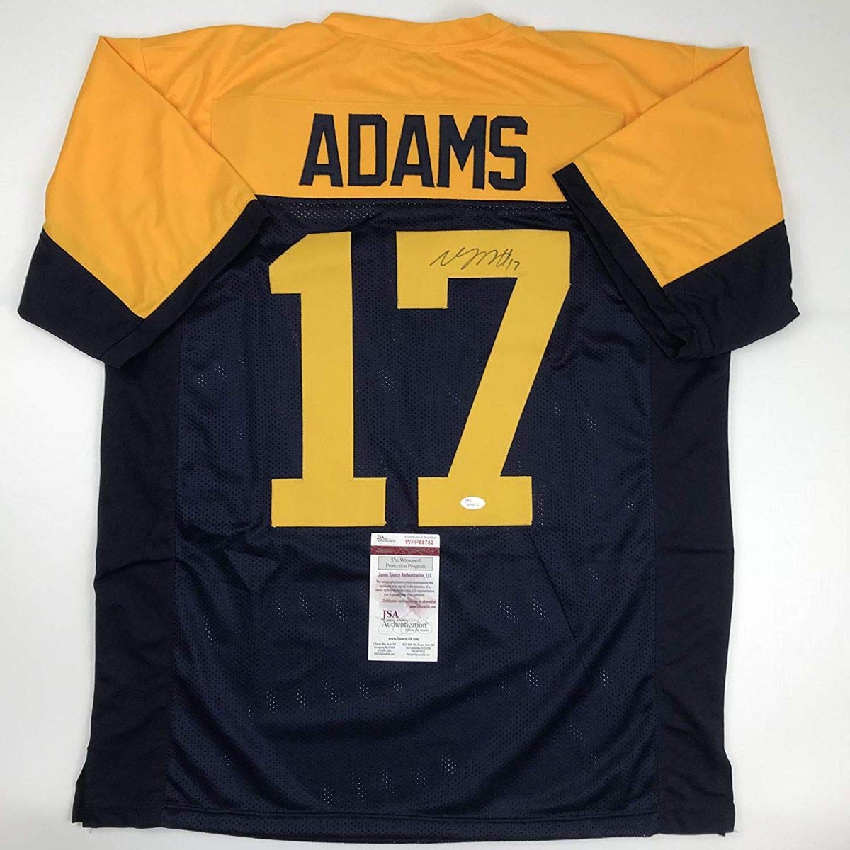 Autographed/Signed Davante Adams Green Bay Retro Blue Football Jersey JSA COA