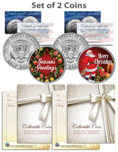christmas/seasons greetings/santa kennedy jfk half dollar us 2-coin set
