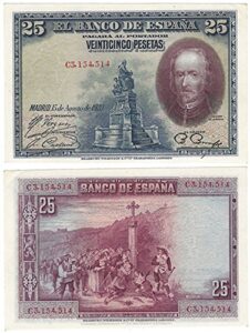 1928 es lovely 1928 25 peseta banknote w barca (spain's shakespeare) by bradbury wilkinson 25 pesetas crisp au