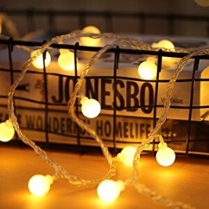RaThun Globe String Lights 49 Feet 100 led,8 Modes Fairy Plug in Indoor String Lights for Bedroom,Classroom,Outdoor, Patio,Garden,Party,Wedding-Warm White