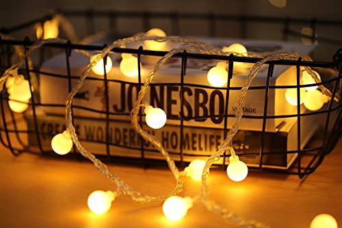 RaThun Globe String Lights 49 Feet 100 led,8 Modes Fairy Plug in Indoor String Lights for Bedroom,Classroom,Outdoor, Patio,Garden,Party,Wedding-Warm White