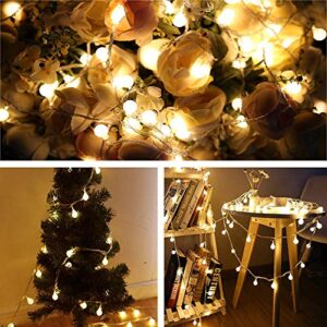 RaThun Globe String Lights 49 Feet 100 led,8 Modes Fairy Plug in Indoor String Lights for Bedroom,Classroom,Outdoor, Patio,Garden,Party,Wedding-Warm White