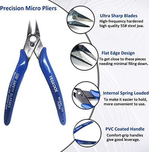 YEGEOOE Flush Wire Cutters, 10PACK Flush Cut Pliers, Side Cutters, Diagonal Side Cutting pliers, Wire Snips, Nippers, Small Wire Cutters for jewelry making crafts