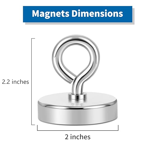 Neosmuk Fishing Magnet, 330lb Strong Magnets Heavy Duty Big Rare Earth Magnet, 2” Large Magnet for Remover, Super Neodymium High Power Magnet with Handle for Tag, Shop, Lifting and Pick up