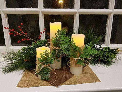 salipt Flameless Candles, LED Flickering Candles Set of 10 (H 4" 5" 6" 7" xD 2.2") Waterproof Candles, Resin Plastic, Indoor Outdoor Use,Ivory