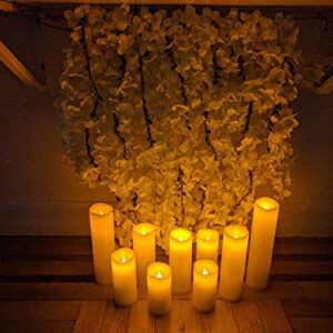 salipt Flameless Candles, LED Flickering Candles Set of 10 (H 4" 5" 6" 7" xD 2.2") Waterproof Candles, Resin Plastic, Indoor Outdoor Use,Ivory