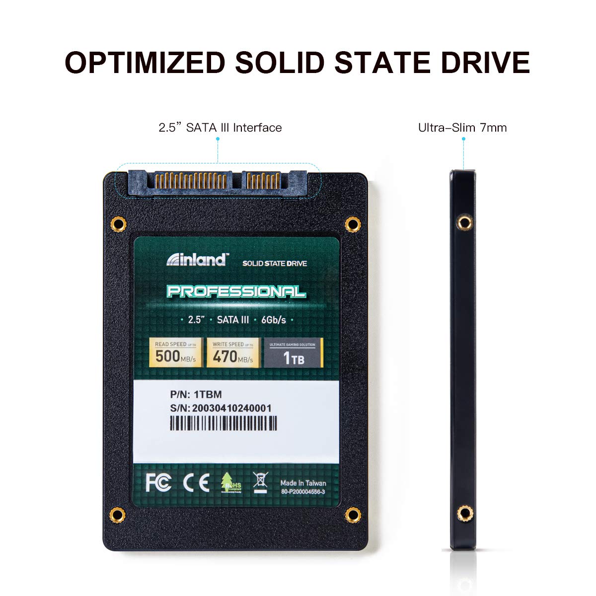 INLAND Professional 1TB SSD 3D NAND SATA III 6Gb/s 2.5" 7mm Internal Solid State Drive (1T)