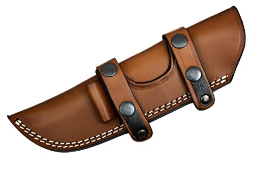 Ottoza Handmade Leather Knife Sheath RIGHT HAND Bushcraft Knife Sheath - Hunting Knife Sheath - Survival Knife Sheath - Fixed Blade Knife Sheath Horizontal Carry Dark Brown TOP GRAIN LEATHER No:44