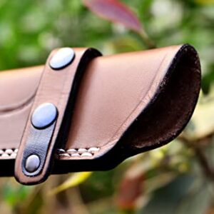 Ottoza Handmade Leather Knife Sheath RIGHT HAND Bushcraft Knife Sheath - Hunting Knife Sheath - Survival Knife Sheath - Fixed Blade Knife Sheath Horizontal Carry Dark Brown TOP GRAIN LEATHER No:44