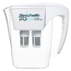 seychelle ph2o alkaline water filter pitcher - ph enhancing filtration - usa-made filter, 64oz
