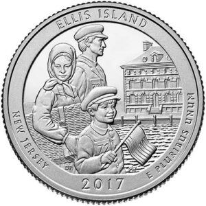 2017 p,d,s bu ellis island, new jersey national park np 3 coin set quarters brilliant uncirculated us mint