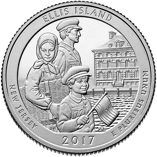 2017 P,D,S BU Ellis Island, New Jersey National Park NP 3 Coin Set Quarters Brilliant Uncirculated US Mint