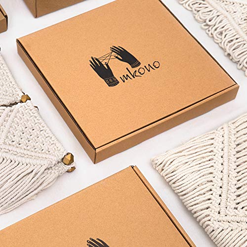 Mkono Macrame Plant Hangers Set of 4 Indoor Hanging Planter Basket Wall Decorative Flower Pot Holder with 4 Hooks for Indoor Outdoor Home Decor Gift Box, Ivory