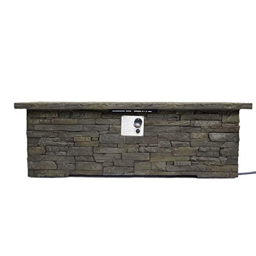 Christopher Knight Home Welsh Outdoor Light Weight Rectangular Fire Pit, Natural Stone/Black