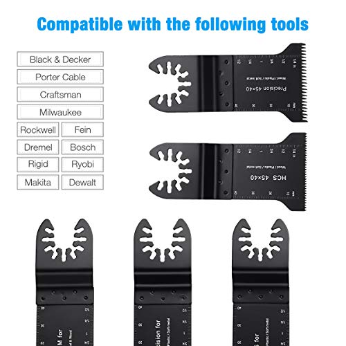 Powerextra 10 Metal Wood Oscillating Multitool Saw Blades Fit Dewalt, Fein, Porter Cable, Black & Decker, Bosch, Dremel, Makita, Craftsman, Ridgid, Ryobi, Milwaukee, Rockwell, Chicago