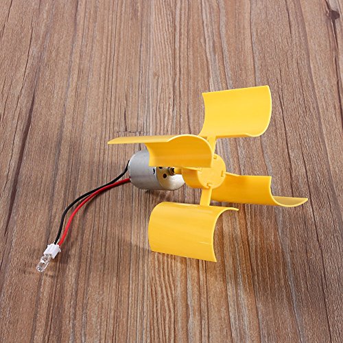 DEWIN DC Motor - DIY Kit Small Motor Micro Vertical Wind Turbines Small Motor Blades Generator Blades Breeze Electricity Generator (Yellow)