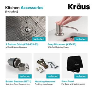 Kraus KHU103-33-1610-53SS Set with Standart PRO Stainless Steel Sink and Bolden Commercial Pull Faucet Kitchen Sink & Faucet Combo, 33 Inch