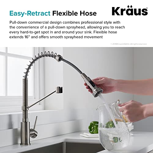 Kraus KHU103-33-1610-53SS Set with Standart PRO Stainless Steel Sink and Bolden Commercial Pull Faucet Kitchen Sink & Faucet Combo, 33 Inch