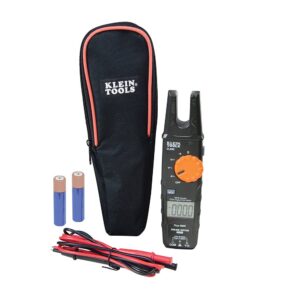 klein tools cl360 cl360 electrical tester, open jaw fork non-contact voltage meter with trms technology, with case, test leads and batteries